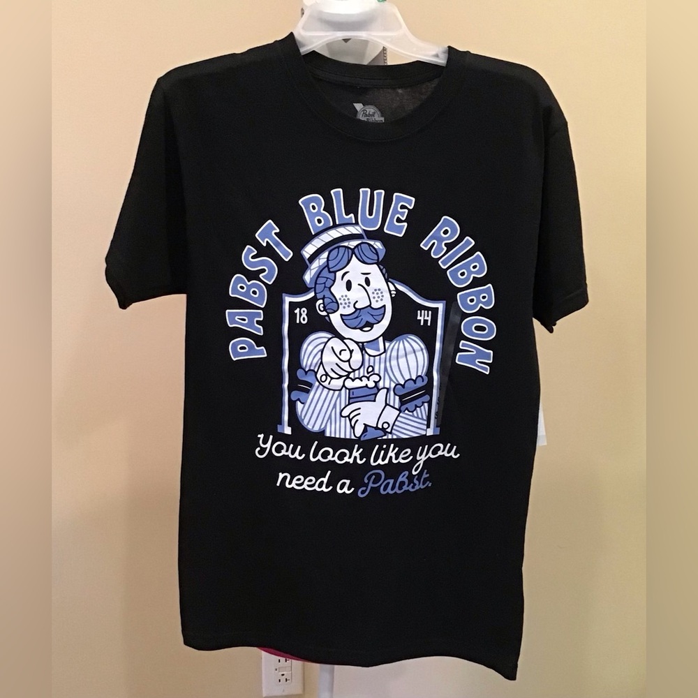 NWT Pabst Blue Ribbon Black T-Shirt Size Small